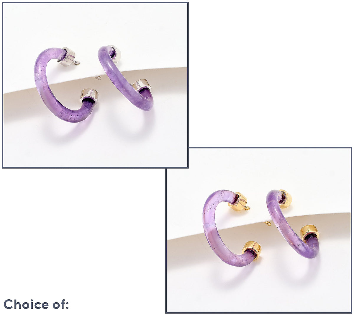 Affinity Gems Carved Opaque Amethyst Gemstone 3/4" SS Hoop Earrings