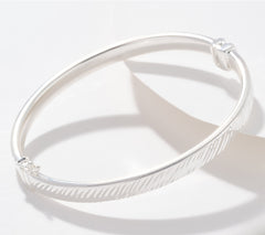 UltraFine 950 Silver Diamond Cut Rectangular Bangle Sterling Silver, Avg