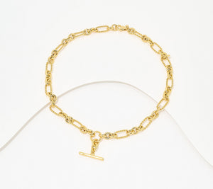 David Markstein Gold Tone Bronze Status Link Toggle Design Necklace