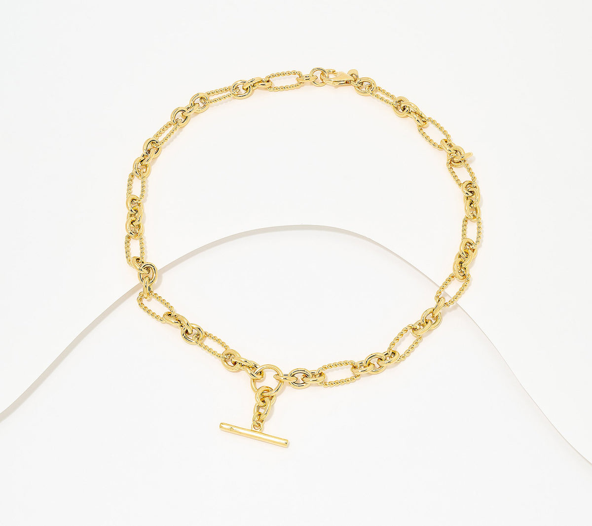 David Markstein Gold Tone Bronze Status Link Toggle Design Necklace