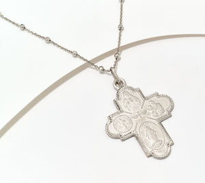 David Markstein Sterling Silver Scapular Cross Pendant Necklace, 16"+4"