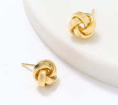 David Markstein Bronze Love Knot 18k Gold Plated Stud Earrings