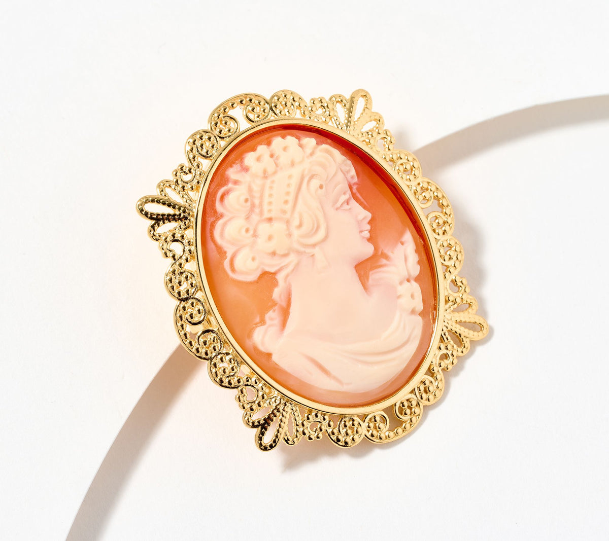 David Markstein Gold Clad Sterling Silver Oval Cameo Pendant/Brooch