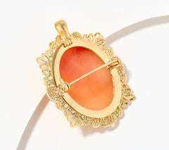 David Markstein Gold Clad Sterling Silver Oval Cameo Pendant/Brooch