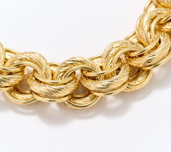 David Markstein Bronze Polished & Ribbed Textured Gold Tone Rolo Bracelet, Avg