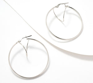 Italian Silver x David Markstein C/O Shape 1-1/2" Double Hoops Sterling silver