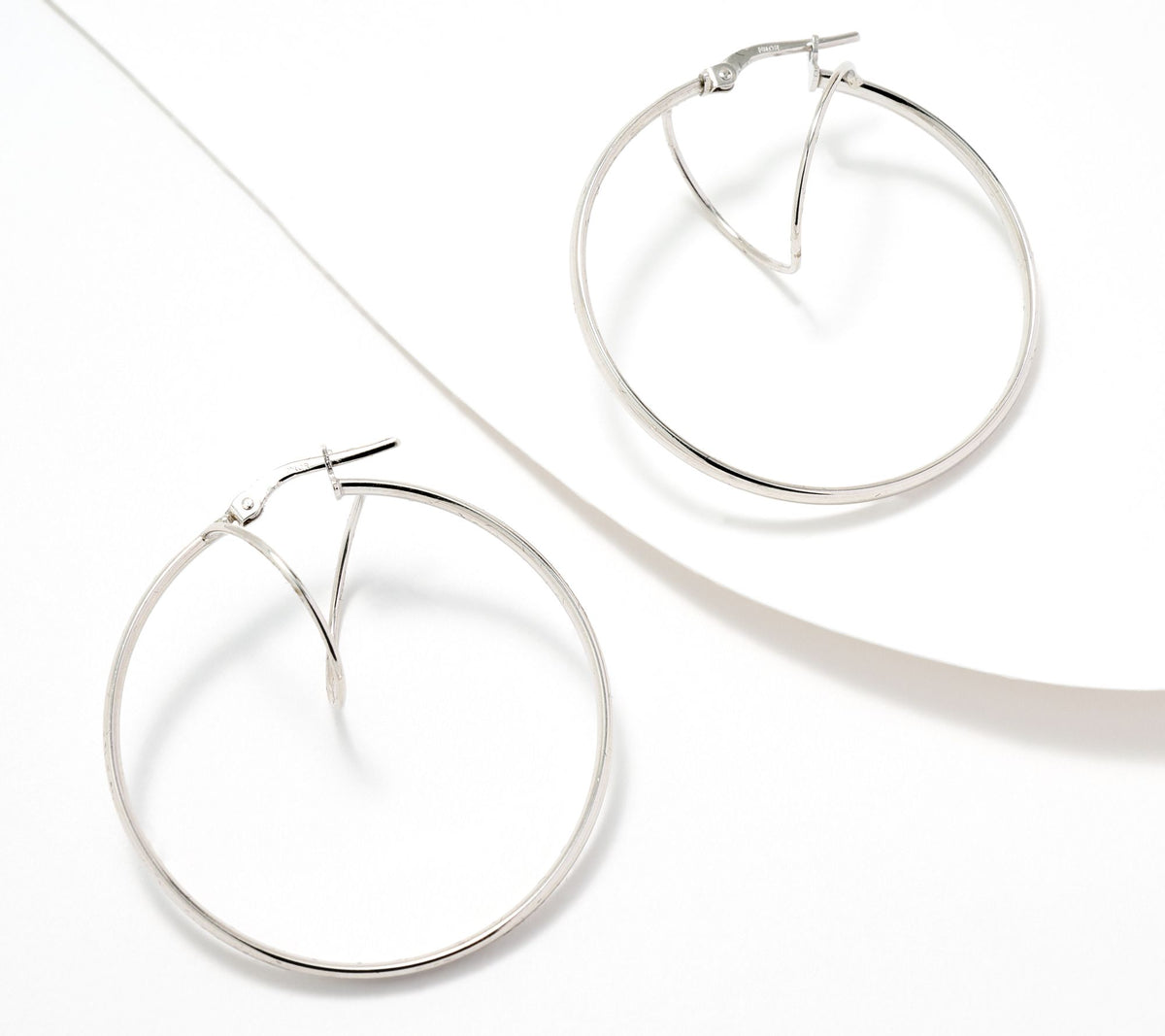 Italian Silver x David Markstein C/O Shape 1-1/2" Double Hoops Sterling silver