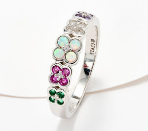 Diamonique x Prince Dimitri  Sterling Silver Adore Acrostic Multi-gem Ring, Size 10