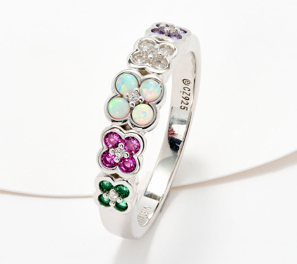 Diamonique x Prince Dimitri  Sterling Silver Adore Acrostic Multi-gem Ring, Size 10