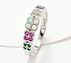 Diamonique x Prince Dimitri  Sterling Silver Adore Acrostic Multi-gem Ring, Size 10