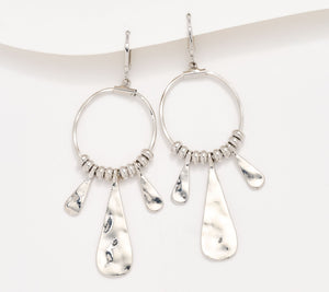 Susan Graver  Silvertone Hammered Metal Statement Earrings, 2-1/2"