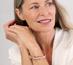 Susan Graver Embellished Metal Bangle, Rosetone