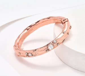 Susan Graver Embellished Metal Bangle, Rosetone