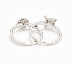 Fado Sterling Silver Set of 2 Irish Garden Stackable Rings, Size 11