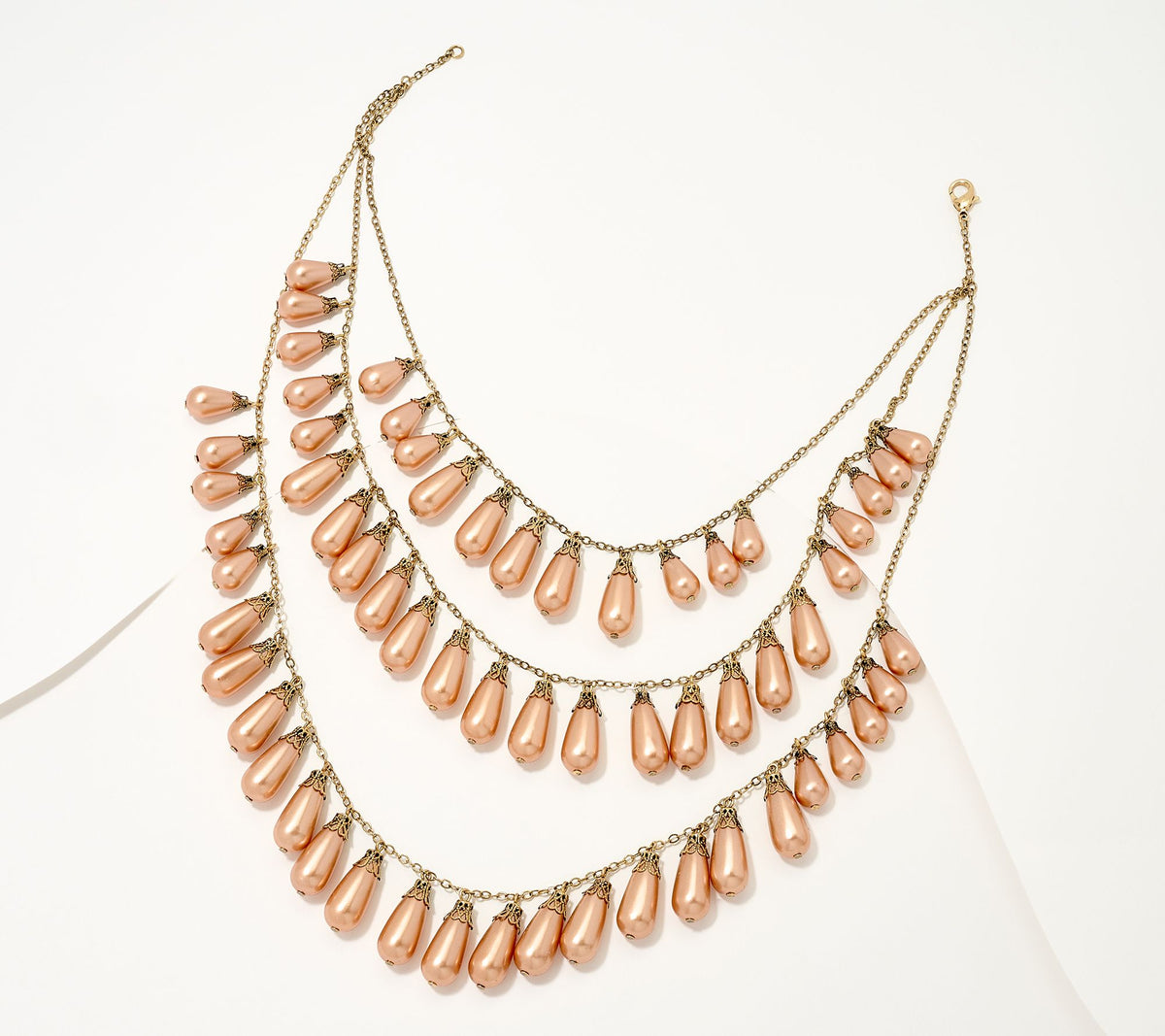 Isaac Mizrahi Live! Layered Champagne Faux Pearl Necklace, 16.5"