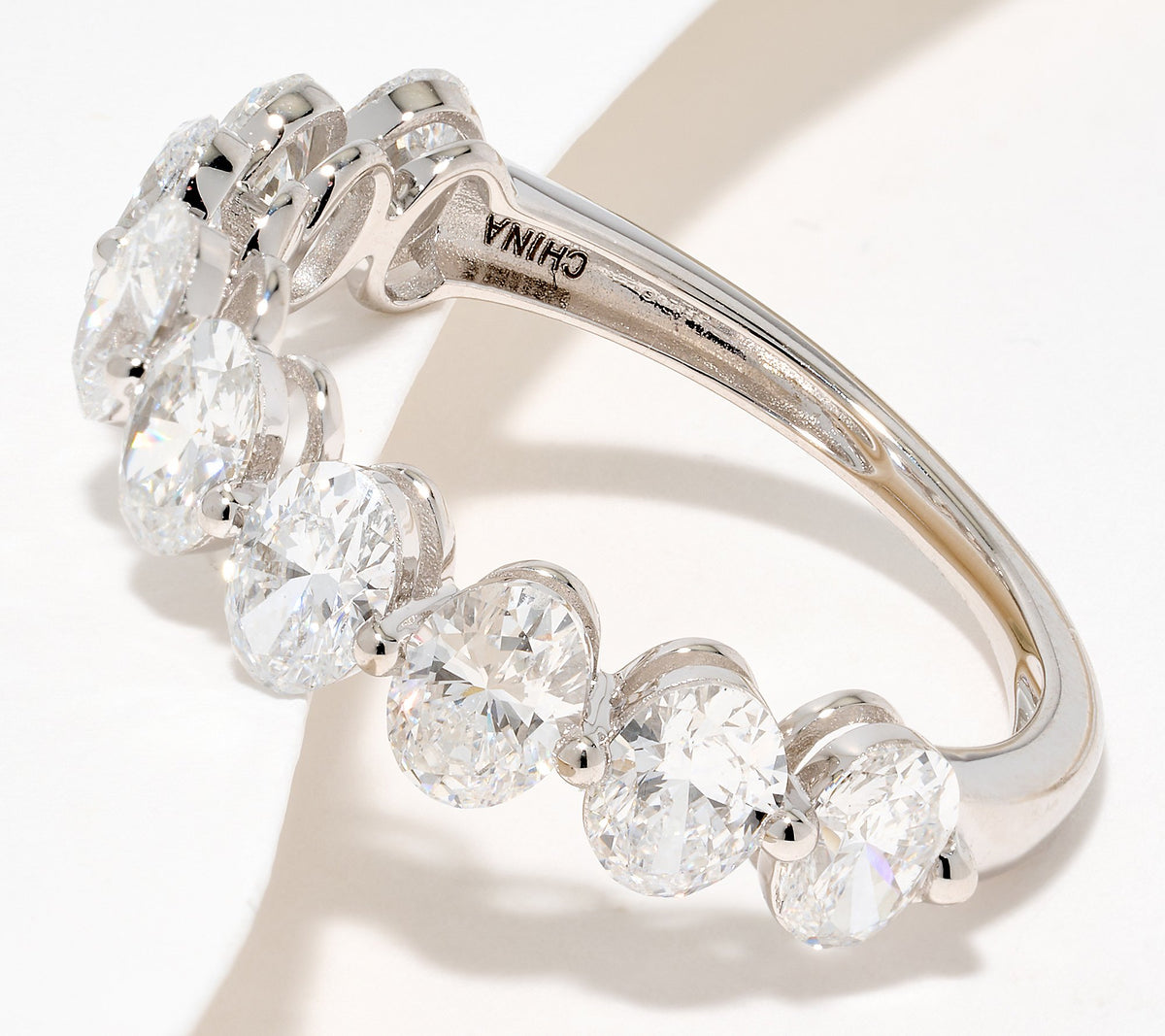 Fire Light 14k White Gold Lab Grown Diamond 2.25 cttw Half Eternity Ring, Size 6