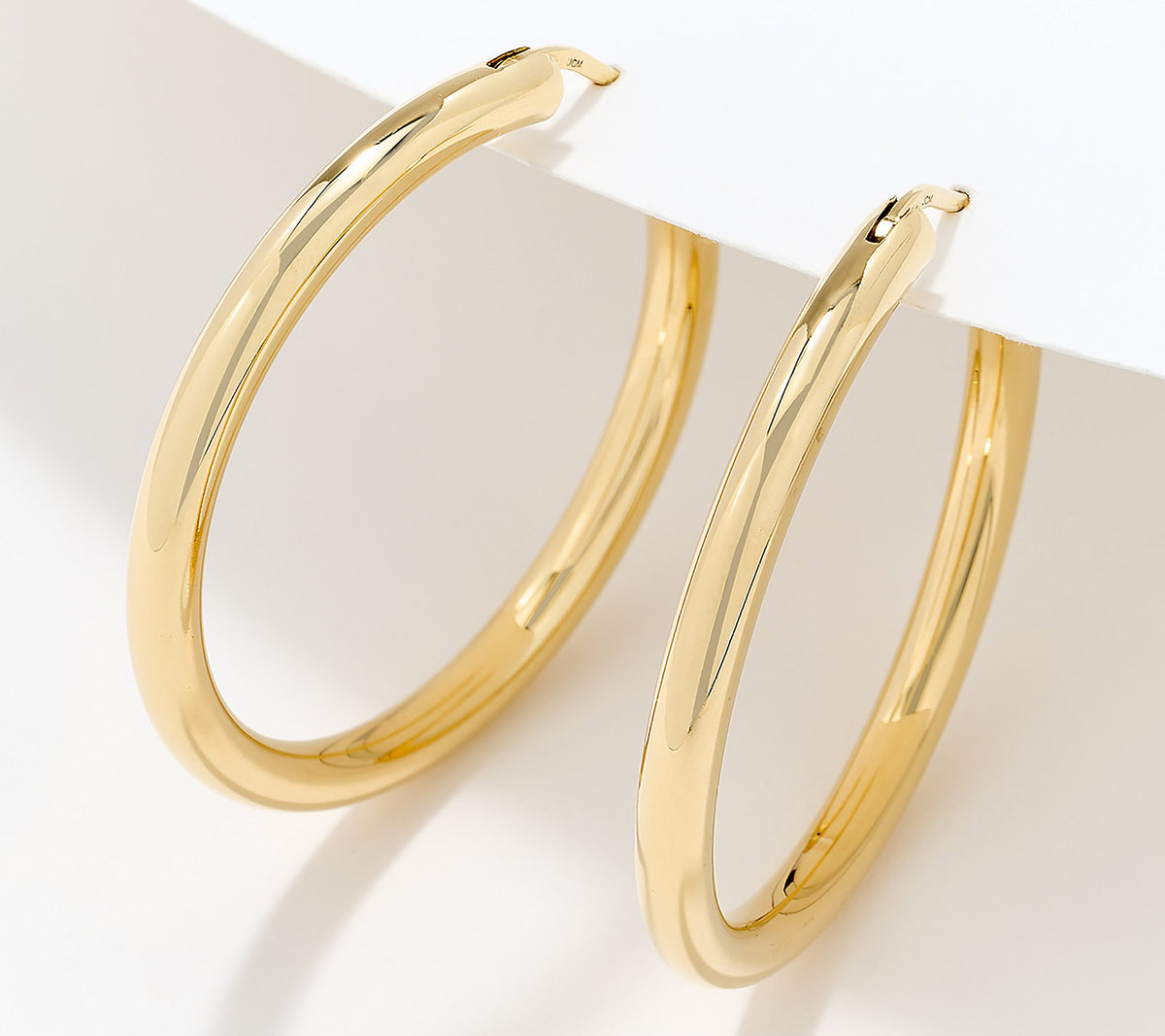 Silver Style Sterling Silver Comfort Closure Hoop Earrings, 1/2", Yellow