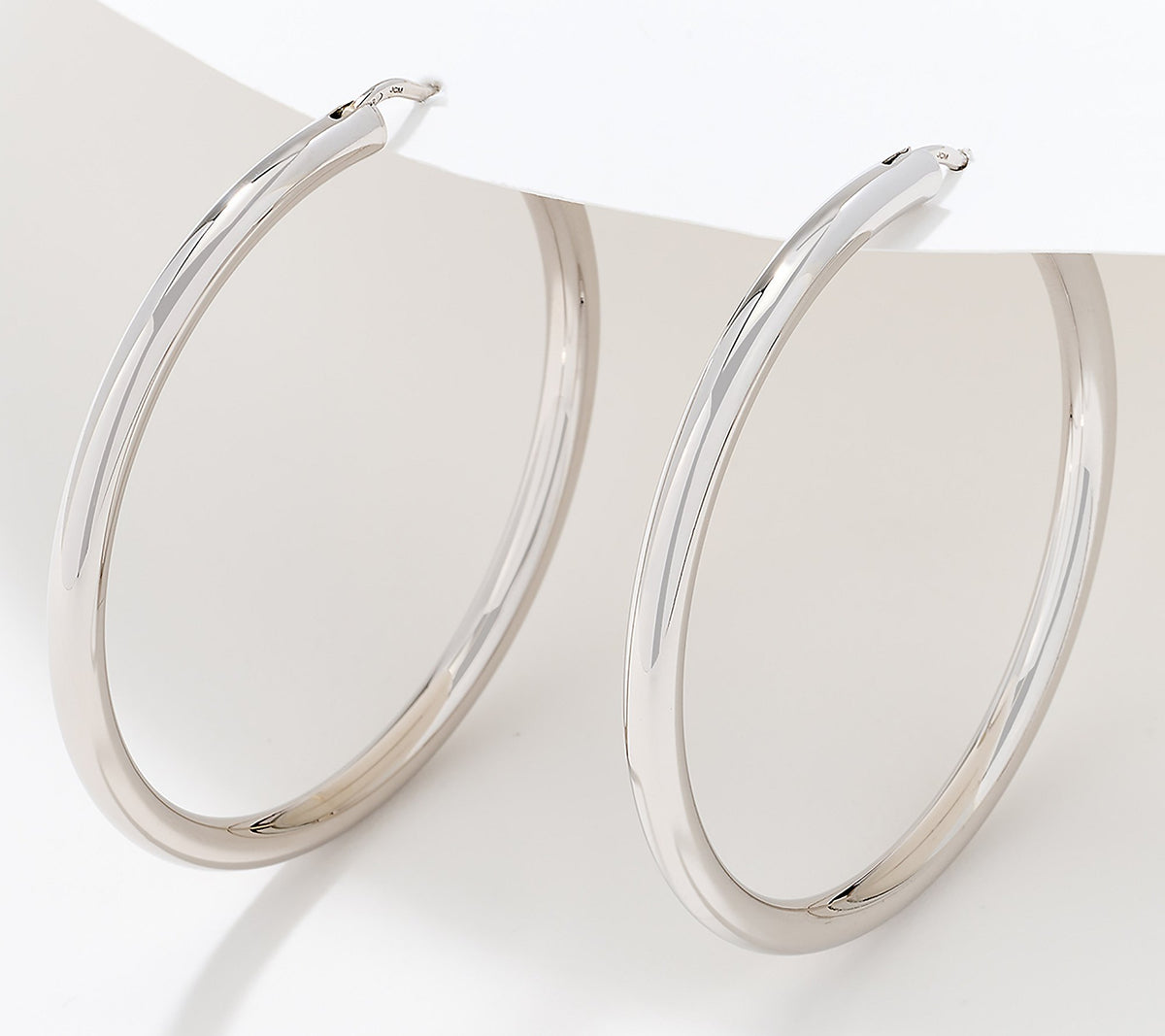 Silver Style Comfort Closure 2" Hoop Earrings
