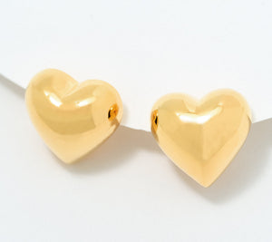 Silver Style Sterling Silver Gold Clad Bold Puffy Heart Stud Earrings