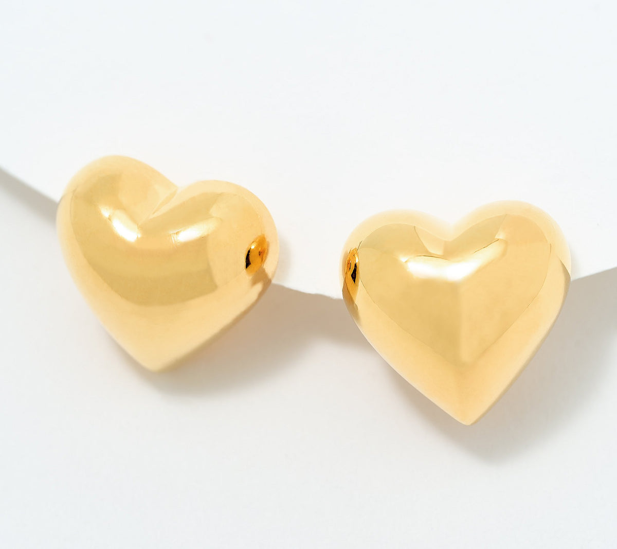 Silver Style Sterling Silver Gold Clad Bold Puffy Heart Stud Earrings
