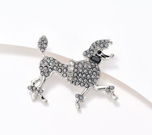 Isaac Mizrahi Live! Silver/Smoke Faux Pearl Poodle Pin