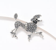 Isaac Mizrahi Live! Silver/Smoke Faux Pearl Poodle Pin