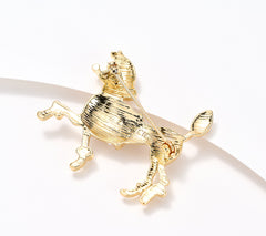 Isaac Mizrahi Live! Goldtone/Cream  Faux Pearl Poodle Pin