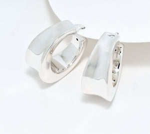 UltraFine 950 Silver Graduated Concave Center Hoop Earrings