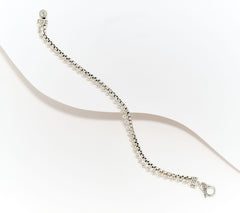 JAI Sterling Silver 2.7mm Box Chain & Bead Chain Bracelet, 7-1/4"