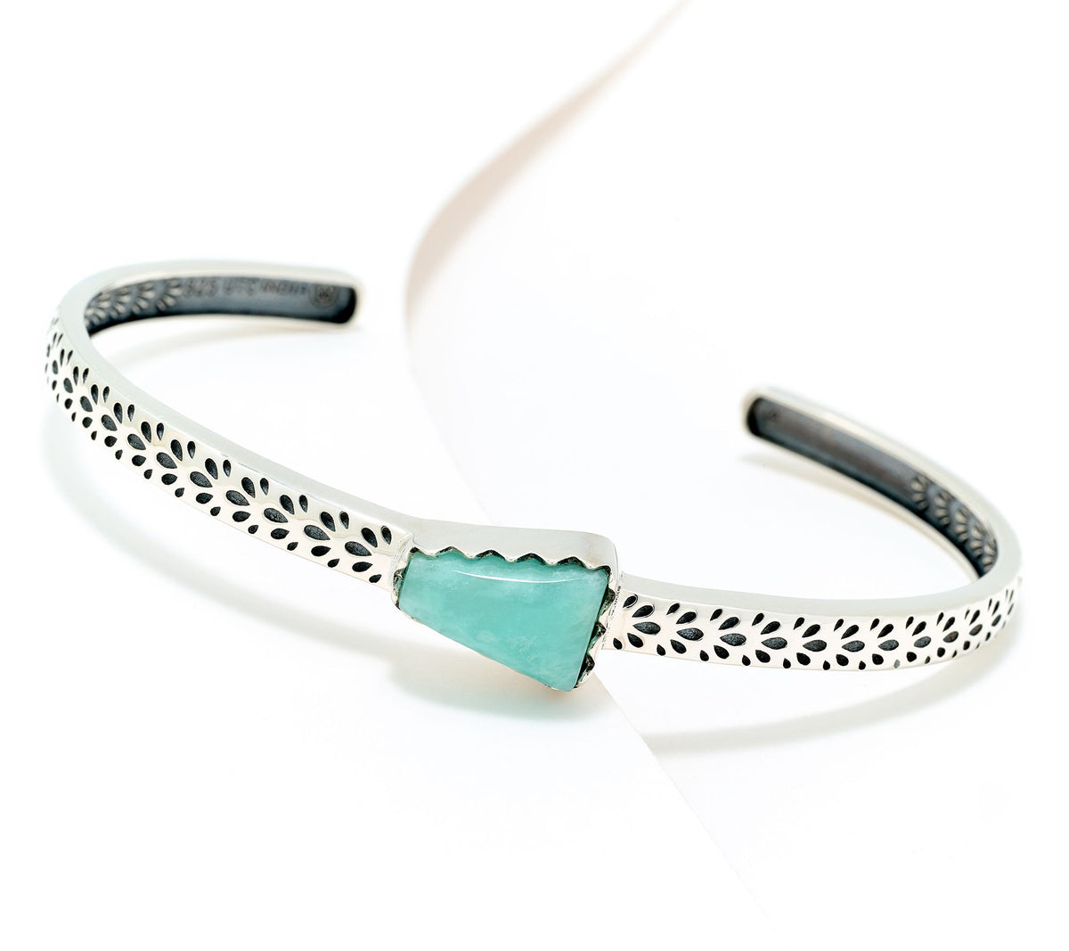 American West Sterling Silver Patterned Amazonite Stackable Cuff, 6-3/4"