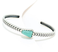 American West Sterling Silver Patterned Amazonite Stackable Cuff, 6-3/4"