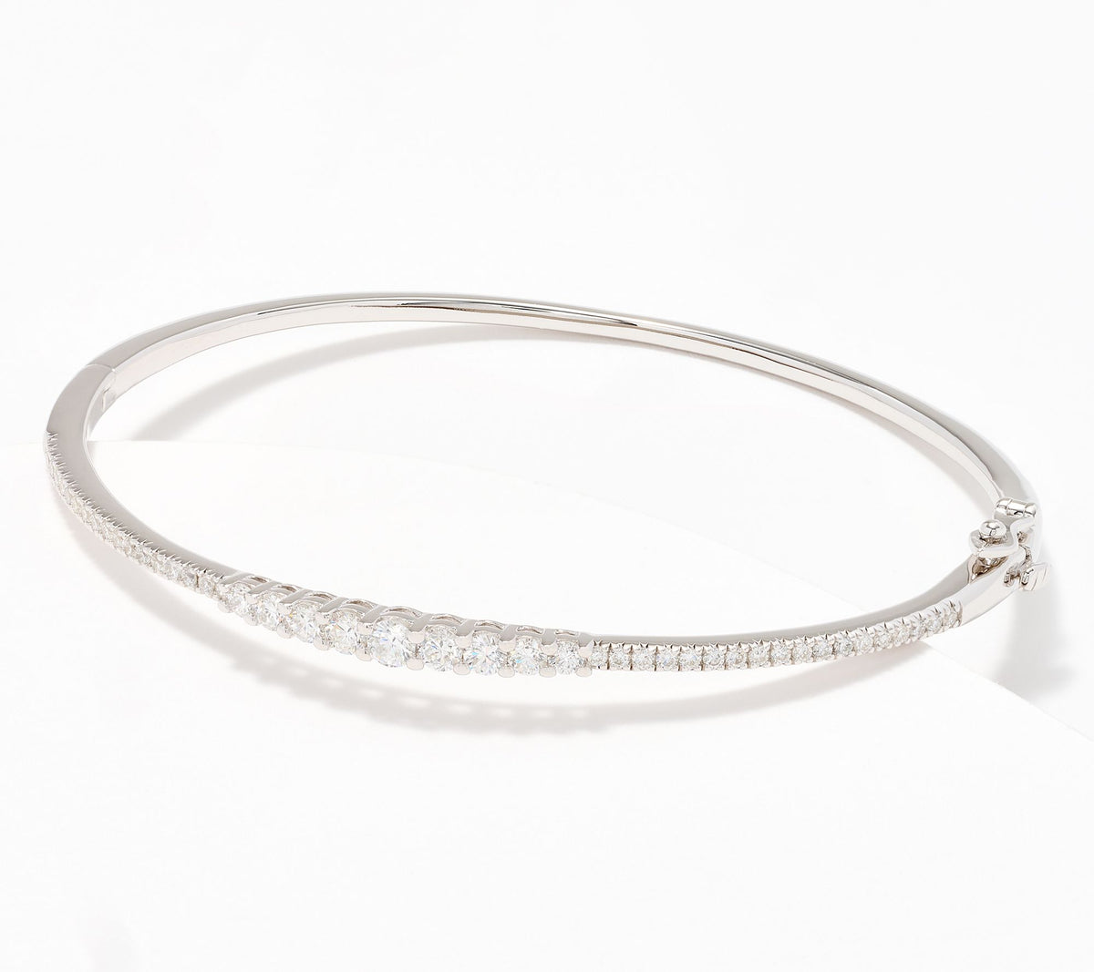 Fire Light Sterling Silver Lab Grown Diamond Graduating Bangle, 7-3/4"