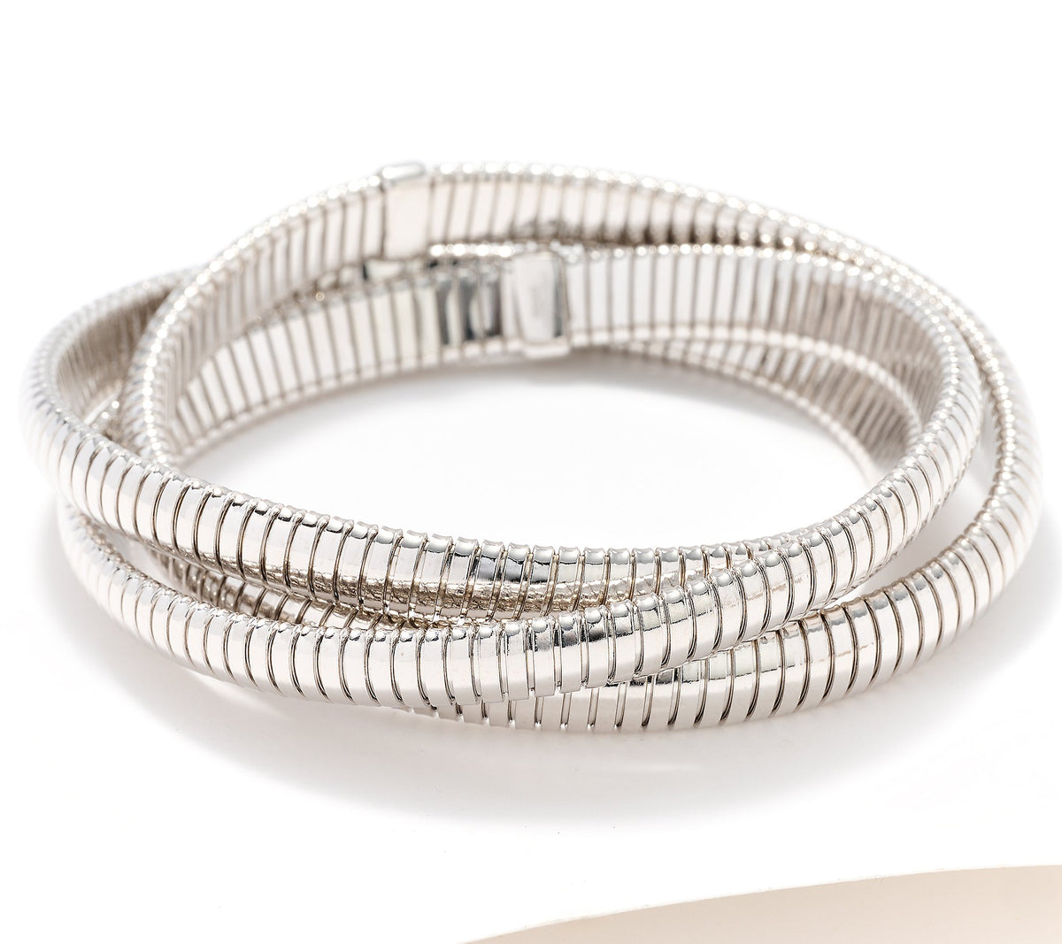 David Markstein Bronze Silver Tone Three Strand Slip On Tubogas Bracelet Large