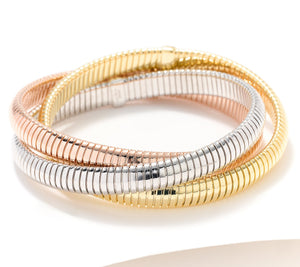 David Markstein Bronze Three Strand Slip On Bracelet Tri Tone, Average