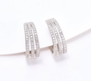 Affinity Diamonds 0.38 cttw Triple Row Huggies, Sterling