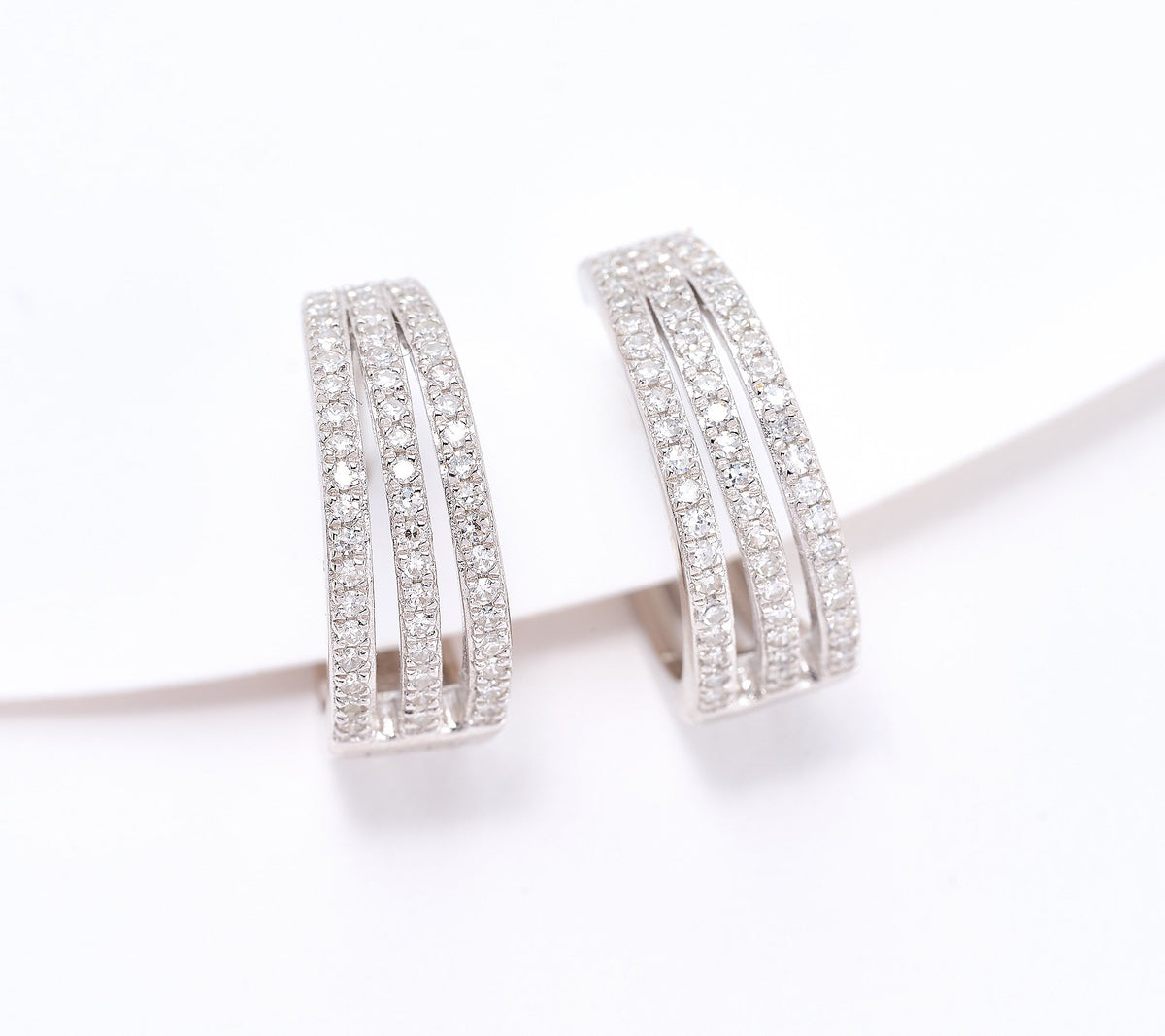 Affinity Diamonds 0.38 cttw Triple Row Huggies, Sterling