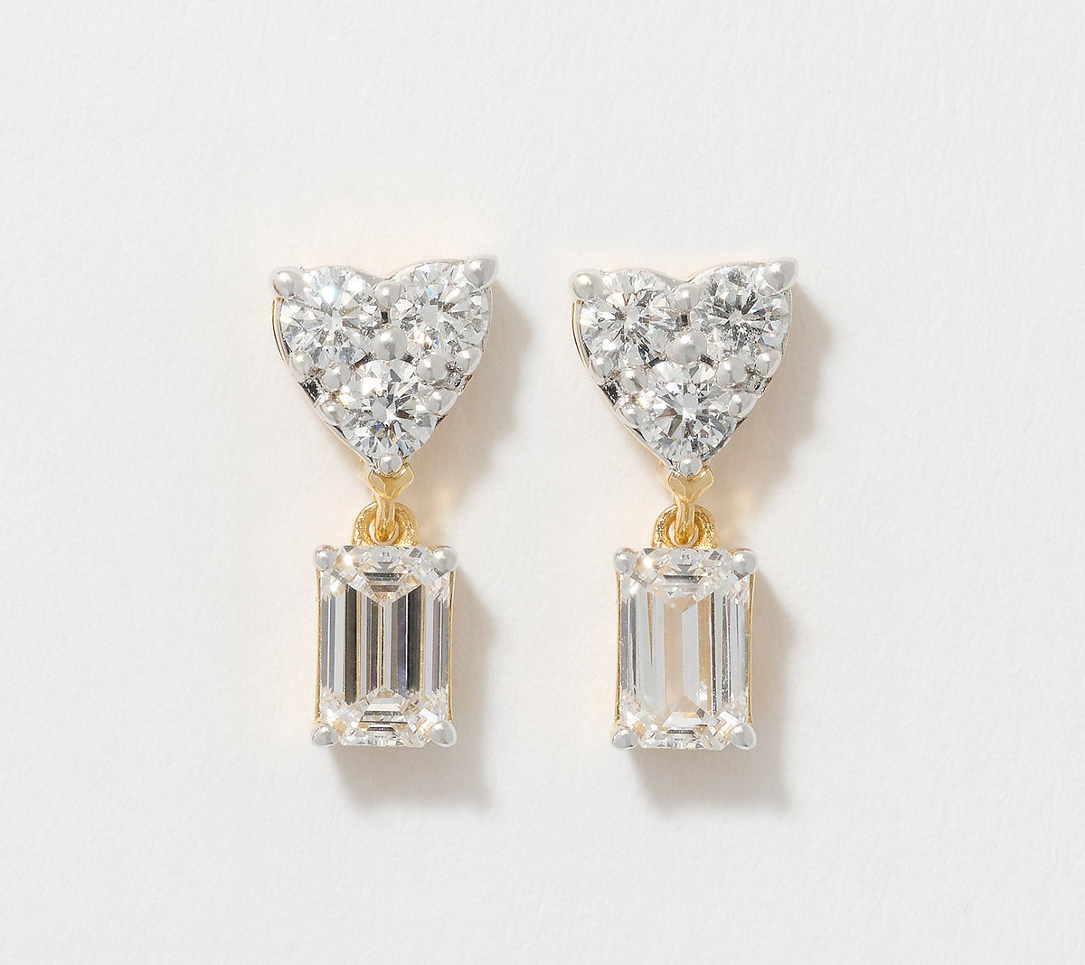 Fire Light Lab Grown 1.25 cttw Emerald Cut Drop Earrings, Sterling Silver