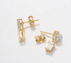 Fire Light Lab Grown 1.25 cttw Emerald Cut Drop Earrings, Sterling Silver