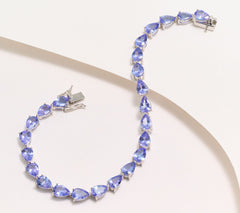 Affinity Gems Sterling Silver Pear Tanzanite Line Bracelet, 7-1/4"