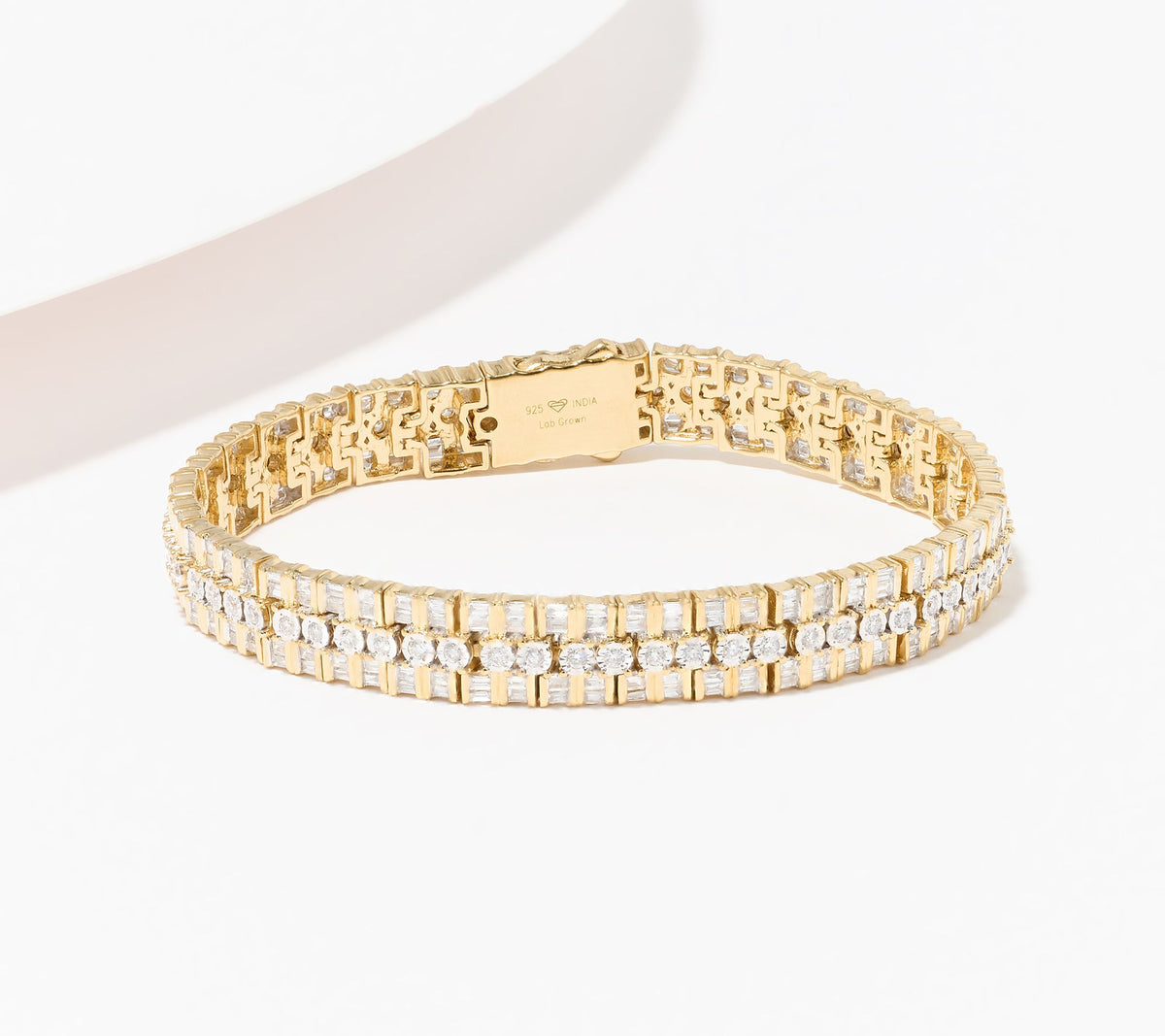 Fire Light  Sterling Silver Goldclad Lab Grown Diamond 3cttw Bracelet, 8"