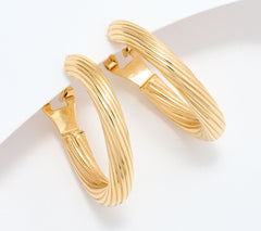 UltraFine 950 Silver Gold Clad 1" Hoop Earrings Omega Back