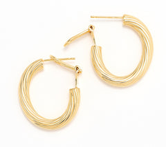 UltraFine 950 Silver Gold Clad 1" Hoop Earrings Omega Back