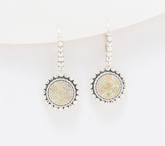 JAI Sterling Silver Exotic Ethiopian Opal Pave Earrings