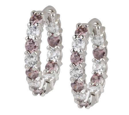 Epiphany Platinum Clad Diamonique Purple Huggie Hoop Earrings