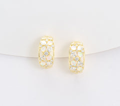 Diamonique Gold Clad Sterling Silver Huggie Hoop Earrings with Opal