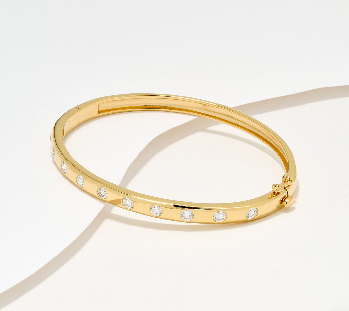 Fire Light Sterling Silver Goldclad Lab Grown Diamond 1.50 cttw Bold Round Bangle,