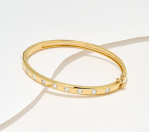 Fire Light 1.50ct Lab Grown Diamond Sterling Silver Round Bangle 7-1/4"