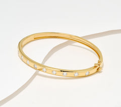 Fire Light Sterling Silver Goldclad Lab Grown Diamond 1.50 cttw Bold Round Bangle,