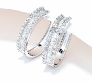 Fire Light Lab Grown Diamond 3 cttw Hoop Earrings, Sterling Silver