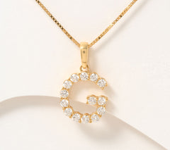 Fire Light Lab Grown Diamond Sterling Silver Goldclad Initial "G" Necklace, 18"